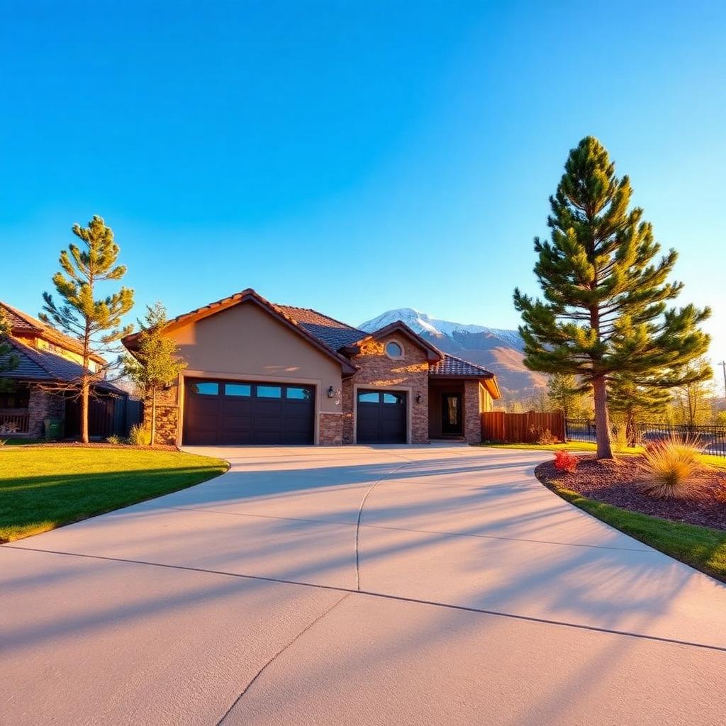 Concrete leveling technician injecting polyurethane foam beneath a residential driveway at a Colorado Springs, CO home